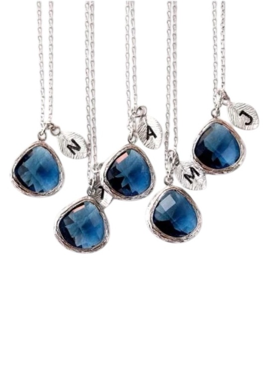 Jewelry - Blue Silver Initial Pendant Necklace